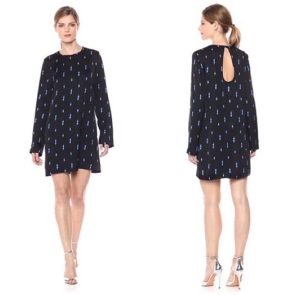 Equipment Anjelisa Black Print Mini Dress Small Cocktail Date Night Long Sleeve